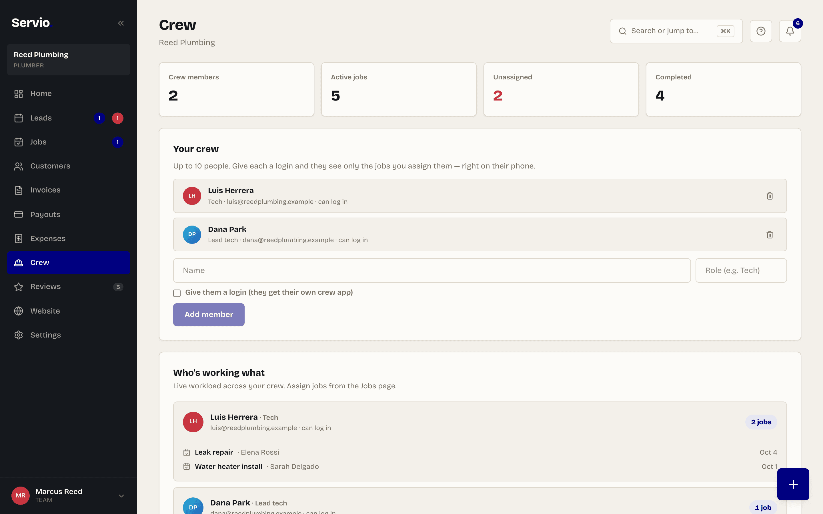 The Crew page